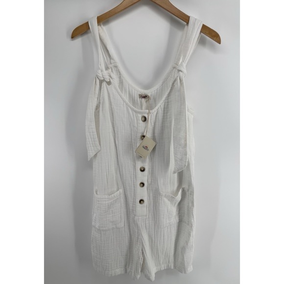 Faherty Pants - NWT Faherty Dream Cotton Gauze Jamesport Romper Sz S Shoulder Ties Beach $178